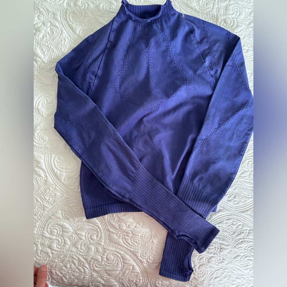 FP Movement by Free People Navy Blue Mock Neck Long Sleeve Top